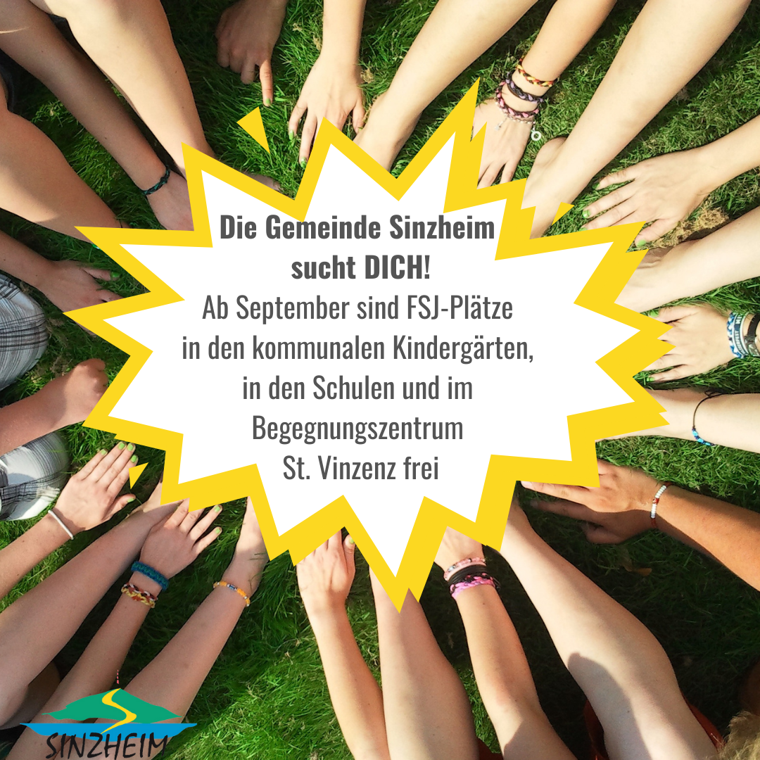 Die Gemeinde Sinzheim sucht dich für ein freiwilliges soziales Jahr ab September in den Kindergärten, Schulen und dem Begebungszentrum
