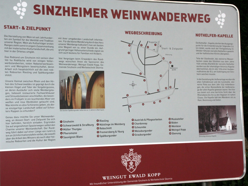 Hinweistafel zum Sinzheimer Weinwanderweg