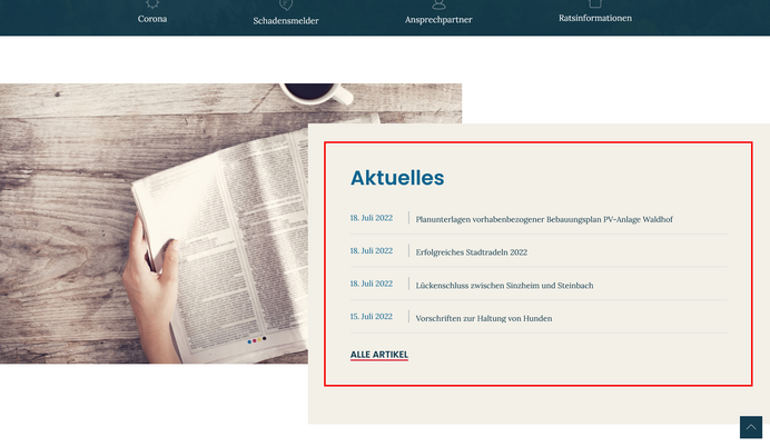 Aktuelles auf der Startseite
